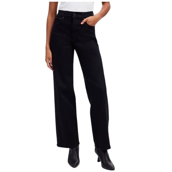Madewell Denim - Madewell Womens Perfect Vintage Wide-Leg Jeans Black Wash Denim Raw Hem Size 31